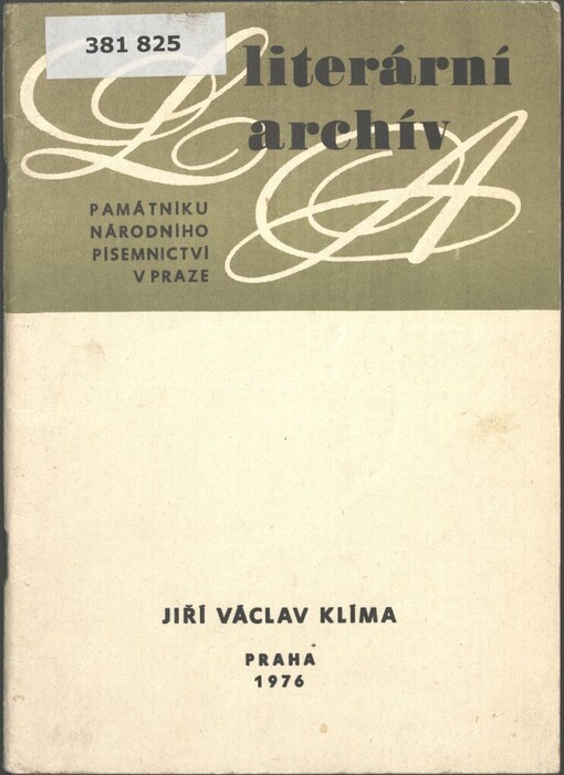 Jiří Václav Klíma (1874-1948): literární pozůstalost