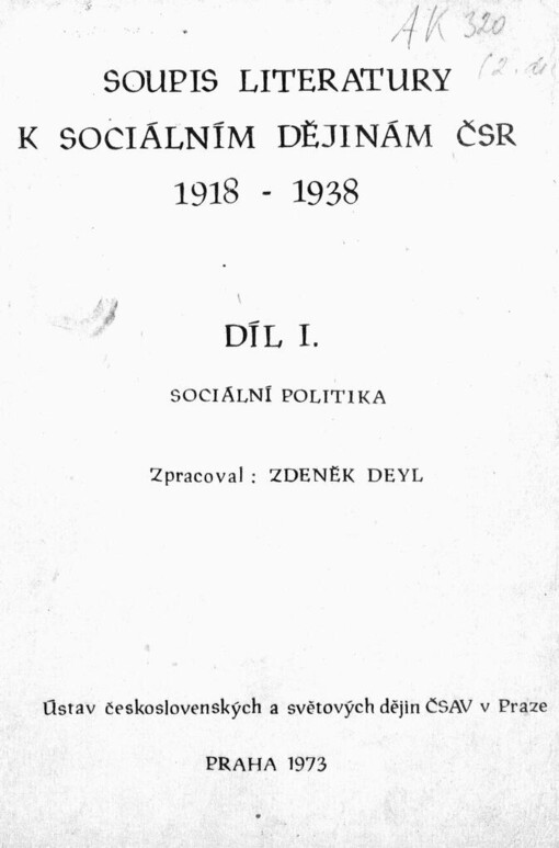 Soupis literatury k sociálním dějinám ČSR 1918-1938