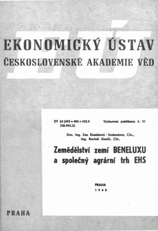 Zemědělství zemí BENELUXU a společný agrární trh EHS