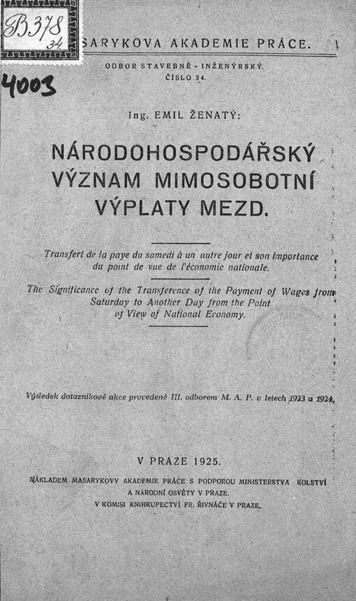 Národohospodářský význam mimosobotní výplaty mezd