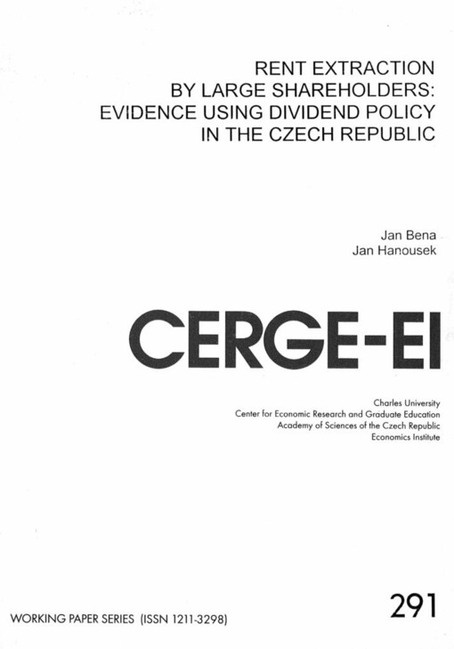 Rent extraction by large shareholders: evidence using dividend policy in the Czech Republic