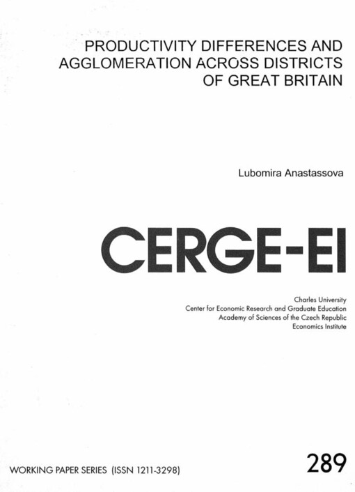 Productivity differences nd agglomeration across district of Great Britain