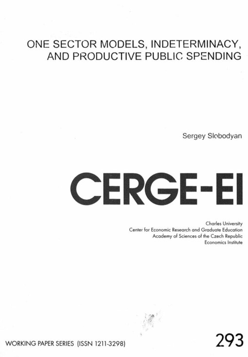One sector models, indeterminacy, and productive public spending