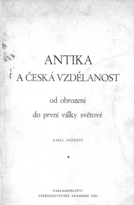 Antika a česká vzdělanost: od obrozemí do první války světové