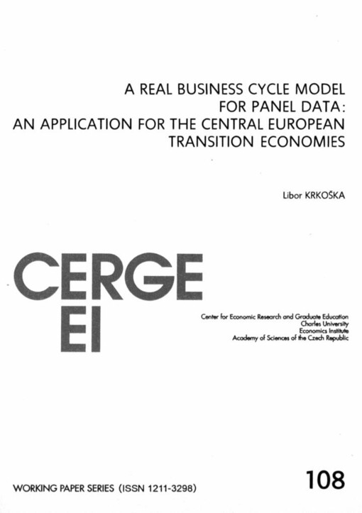 A real business cycle model for panel data: an application for the Central European transition economies