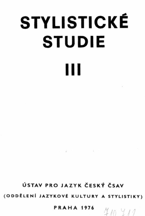 Stylistické studie III: Sabina-Němcová-Havlíček: textologický a stylistický příspěvek k sporům o Sabinových zásazích do cizího díla