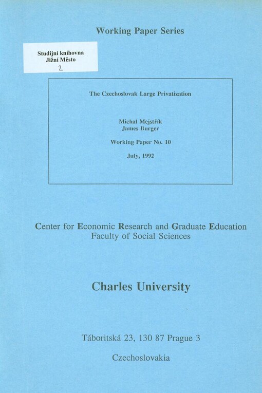 The Czechoslovak large privatization