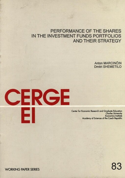 Performance of the shares in the investment funds portfolios and their strategy