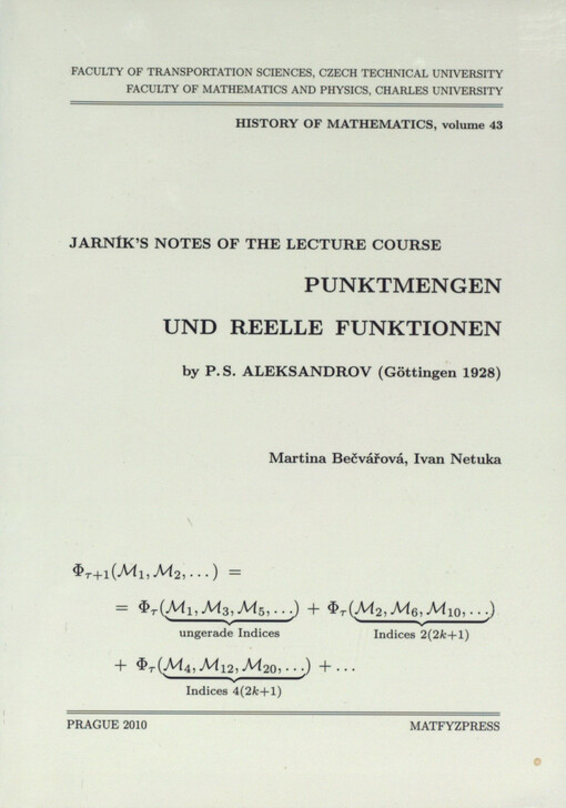 Jarník's notes of the lecture course Punktmengen und reelle Funktionen by P.S. Aleksandrov (Göttingen 1928)
