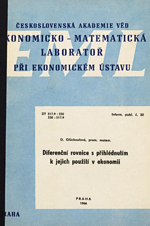Diferenční rovnice s přihlédnutím k jejich použití v ekonomii
