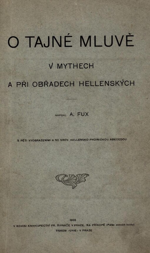 O tajné mluvě v mythech a při obřadech hellenských
