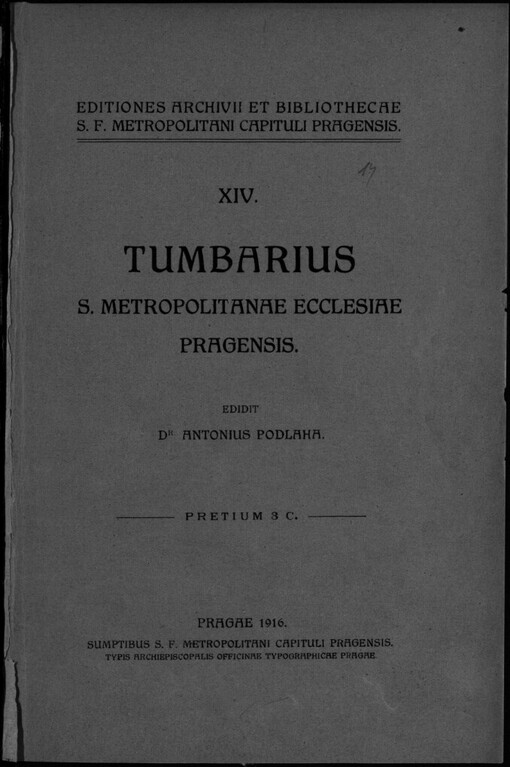Tumbarius S. Metropolitanae Ecclesiae Pragensis