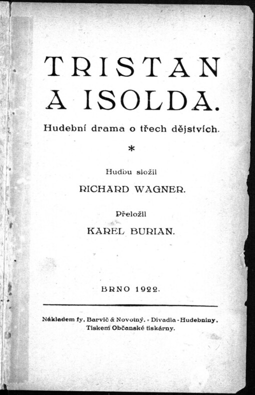 Tristan a Isolda: hudební drama o třech dějstvích