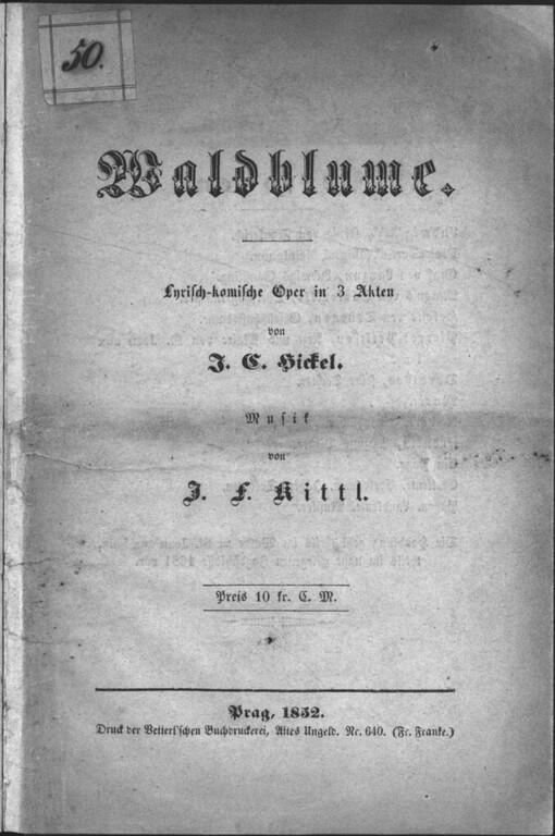 Waldblume: lyrisch-komische Oper in 3 Akten