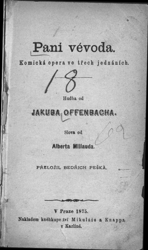 Paní vévoda: komická opera ve třech jednáních
