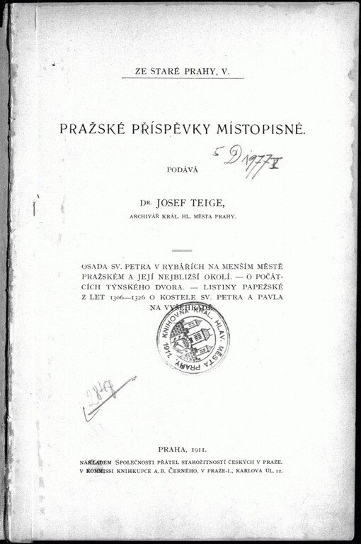 Pražské příspěvky místopisné