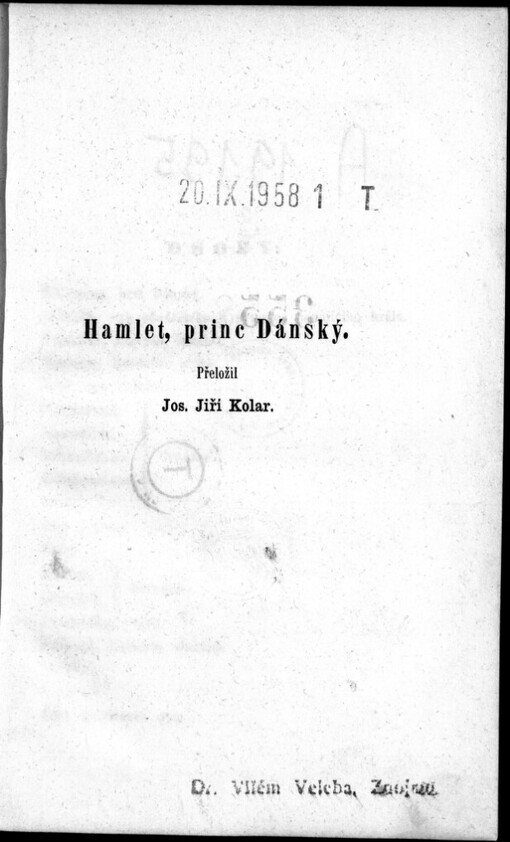 Hamlet, princ Dánský: tragedie v pěti jednáních