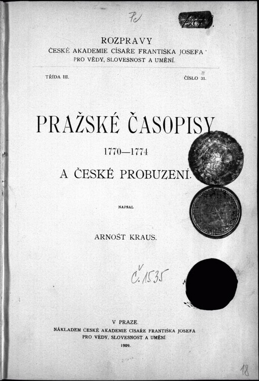 Pražské časopisy 1770-1774 a české probuzení