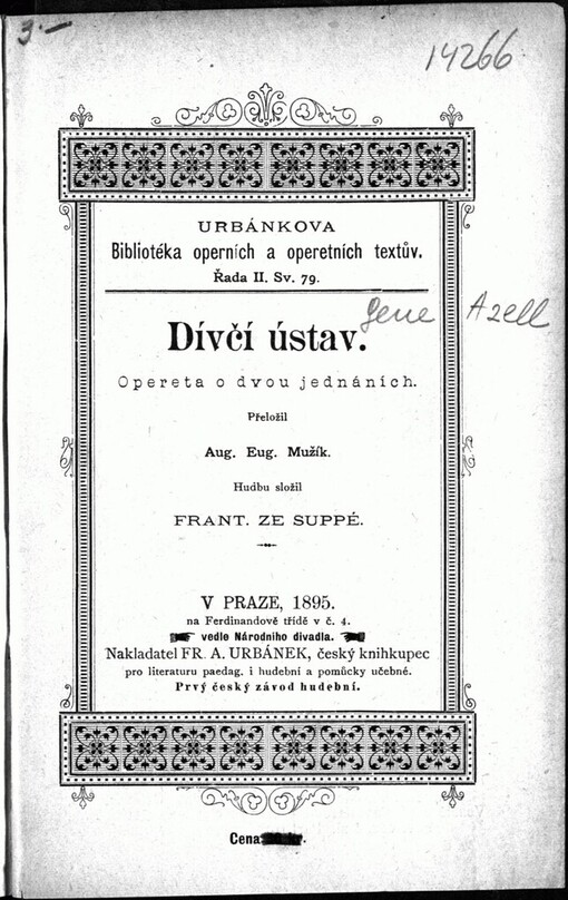 Dívčí ústav: komická operetta o dvou jednáních