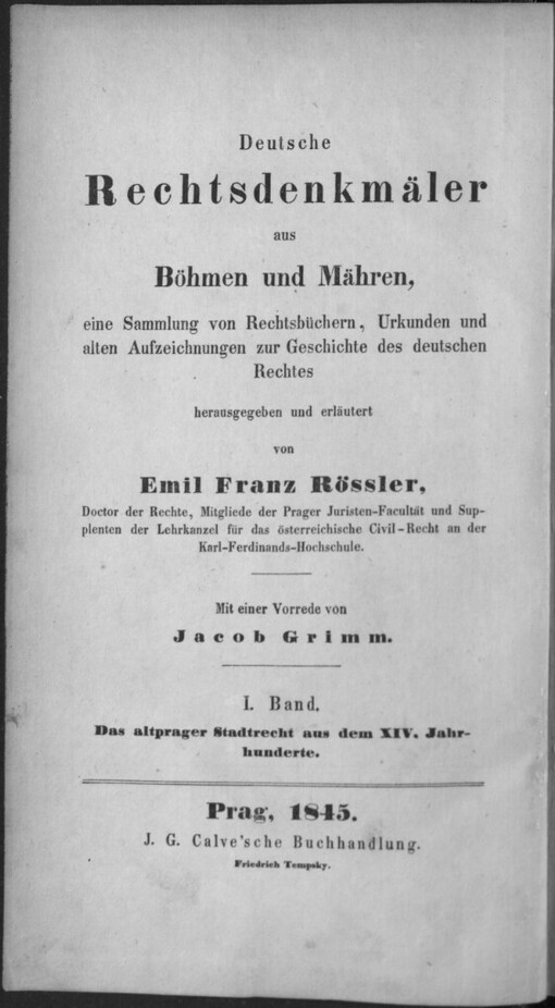 Das altprager Stadtrecht aus dem XIV. Jahrhunderte, ..