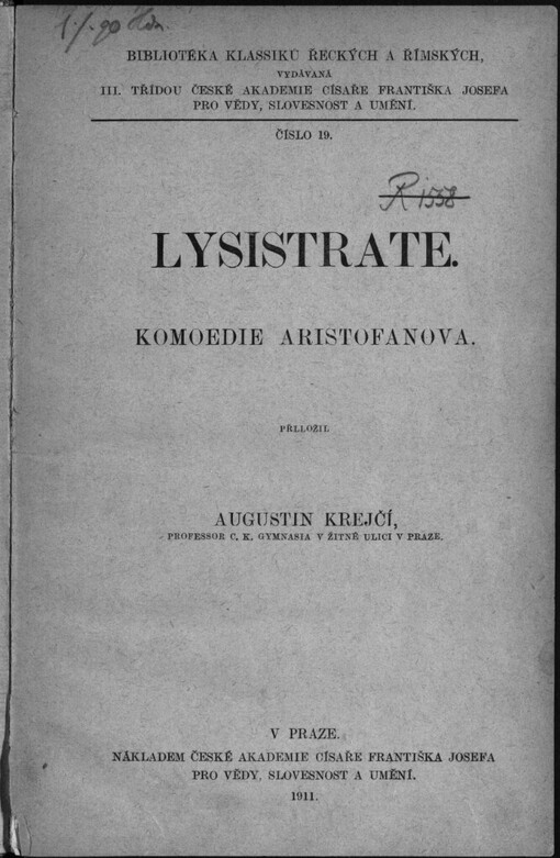 Lysistrate: komoedie Aristofanova