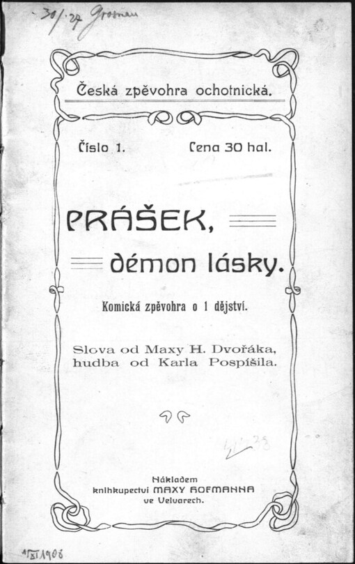 Prášek, démon lásky: komická zpěvohra o 1 dějství