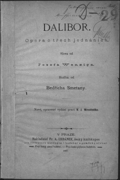 Dalibor: opera ve třech jednáních