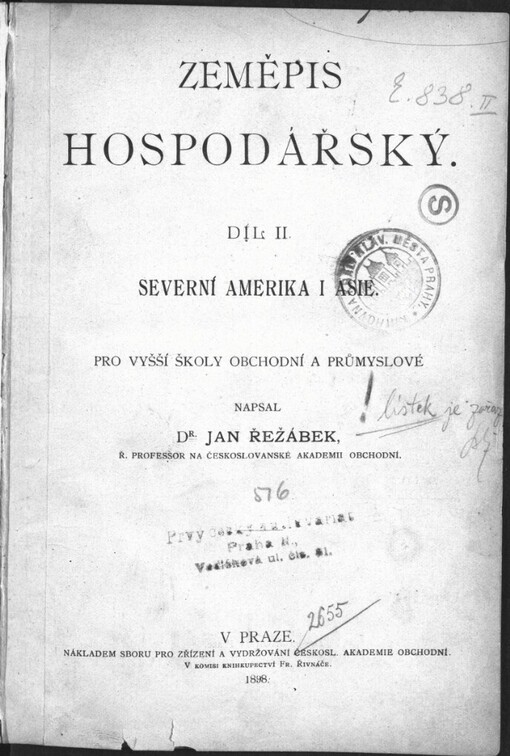 Zeměpis hospodářský: Díl II.: Severní Amerika a Asie