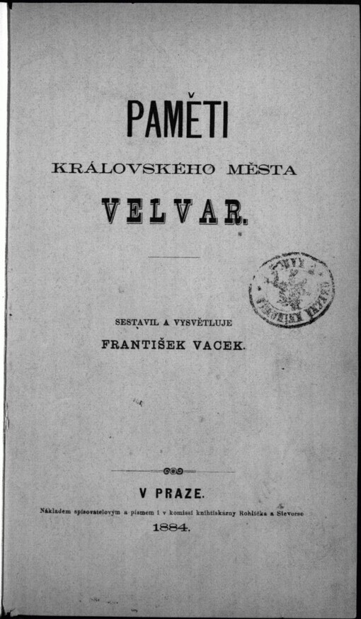 Paměti královského města Velvar