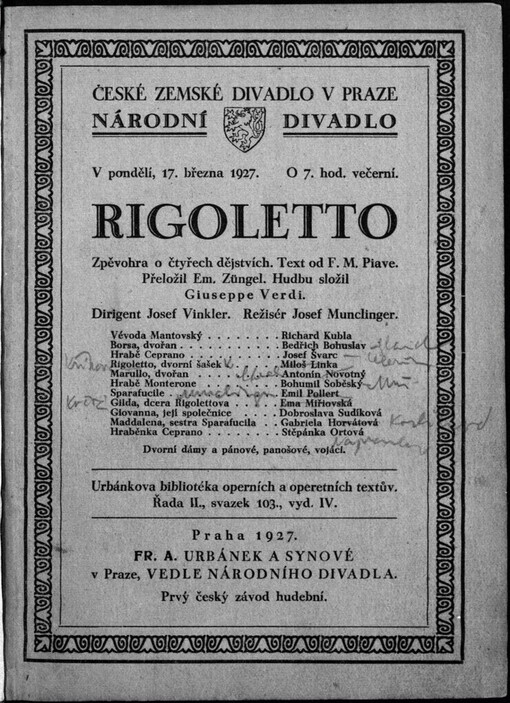 Rigoletto: opera o 4 dějstvích