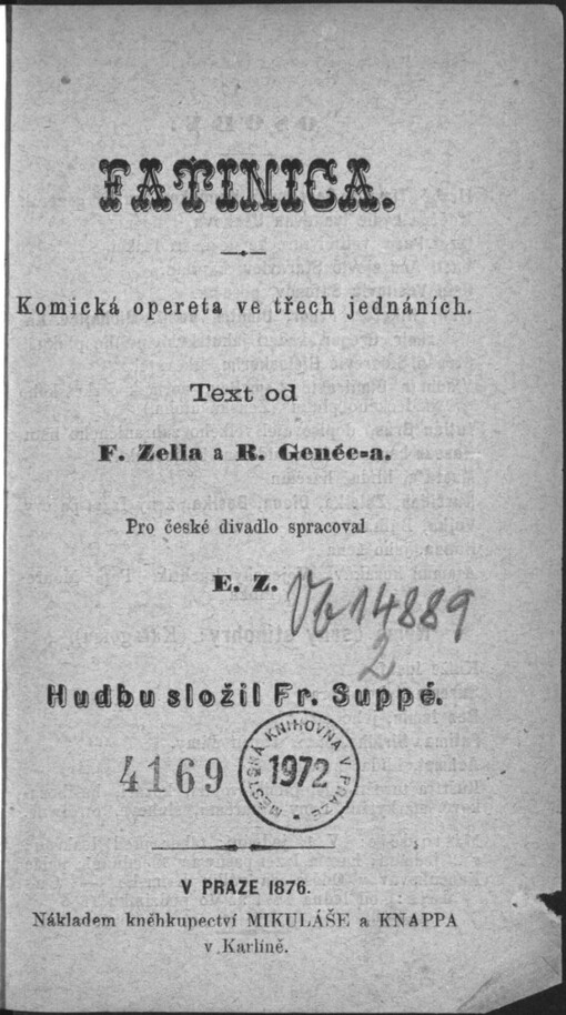 Fatinica: komická opereta ve třech jednáních