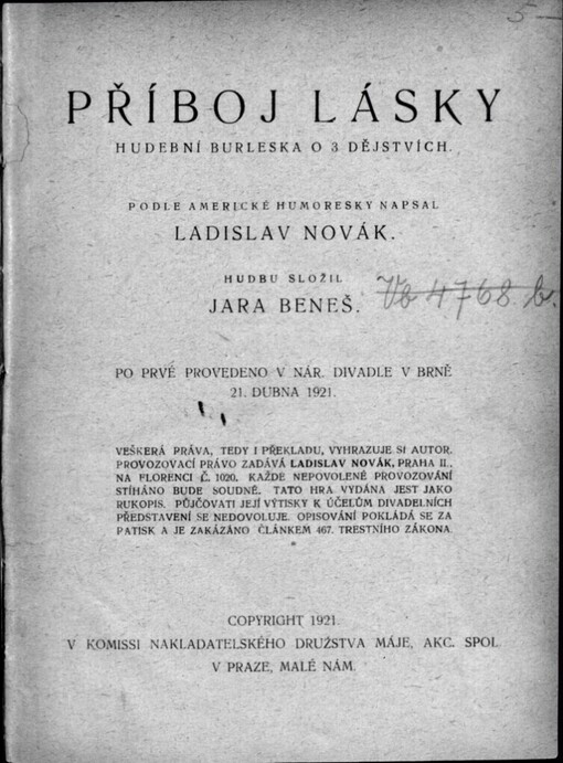 Příboj lásky: hudební burleska o 3 dějstvích