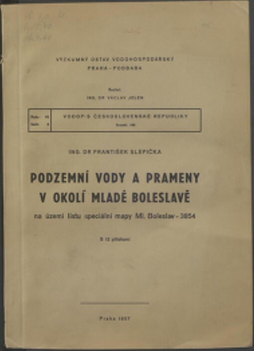 Podzemní vody a prameny v okolí Mladé Boleslavě na území listu speciální mapy Ml. Boleslav - 3854