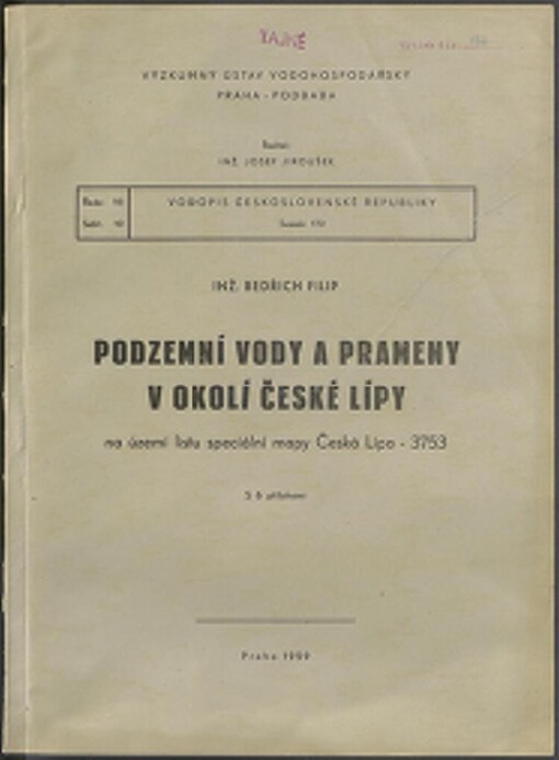 Podzemní vody a prameny v okolí České Lípy na území listu speciální mapy Česká Lípa - 3753
