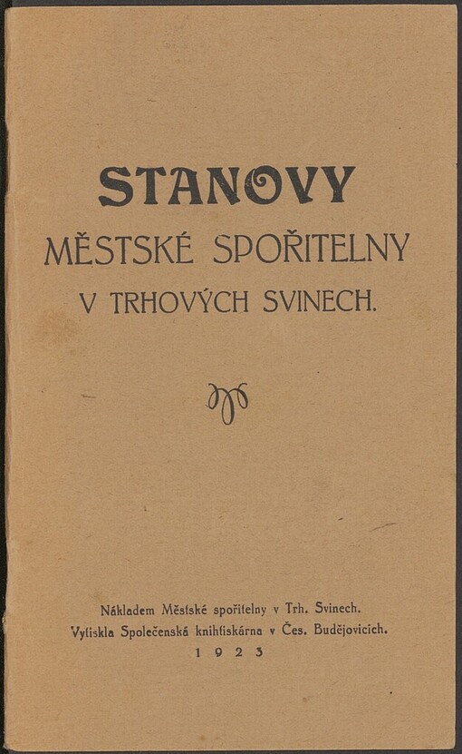 Stanovy Městské spořitelny v Trhových Svinech