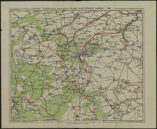 Turistická mapa označených cest Kladno, Slaný, Křivoklát, Dušníky