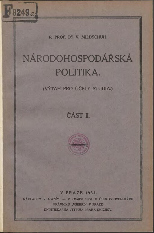 Národohospodářská politika :(výtah pro účely studia).Část II