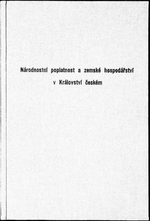 Národnostní poplatnost a zemské hospodářství v král. Českém : odpověď na úvahu prof. dra. bar. Wiesera