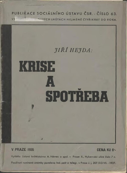 Krise a spotřeba / Jiří Hejda
