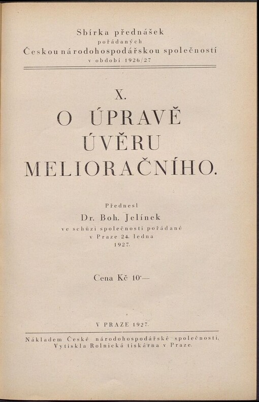 O úpravě úvěru melioračního