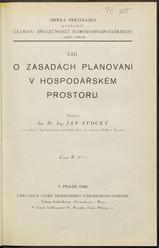 O zásadách plánování v hospodářském prostoru