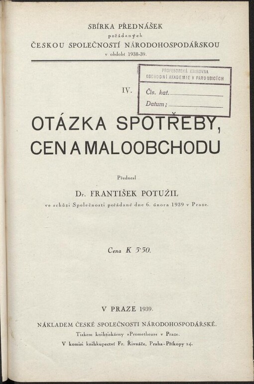 Otázka spotřeby, cen a maloobchodu