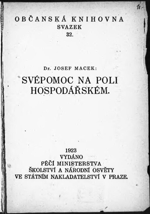 Svépomoc na poli hospodářském / Josef Macek