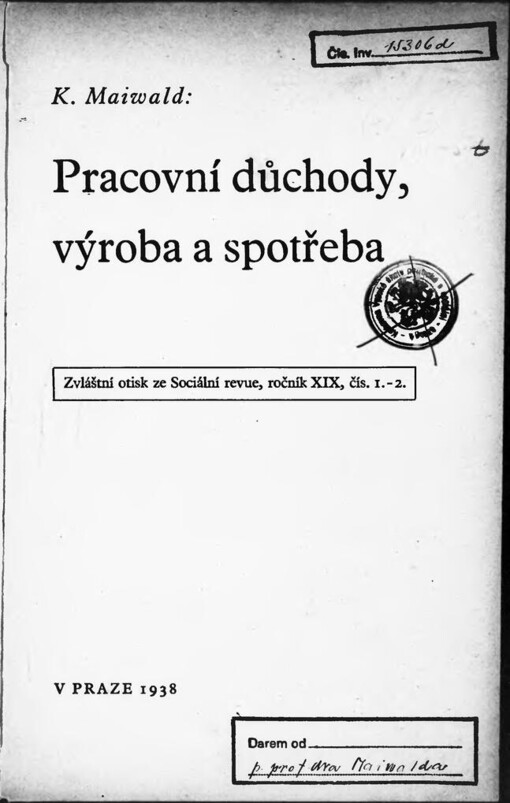 Pracovní důchody, výroba a spotřeba / K. Maiwald