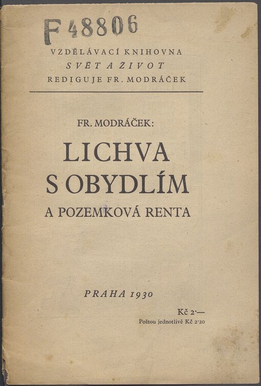 Lichva s obydlím a pozemková renta