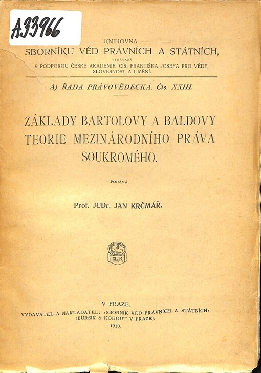 Základy Bartolovy a Baldovy teorie mezinárodního práva soukromého