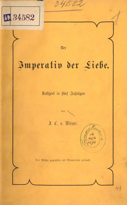 Imperativ der Liebe: Lautspiel in 5 Aufzügen