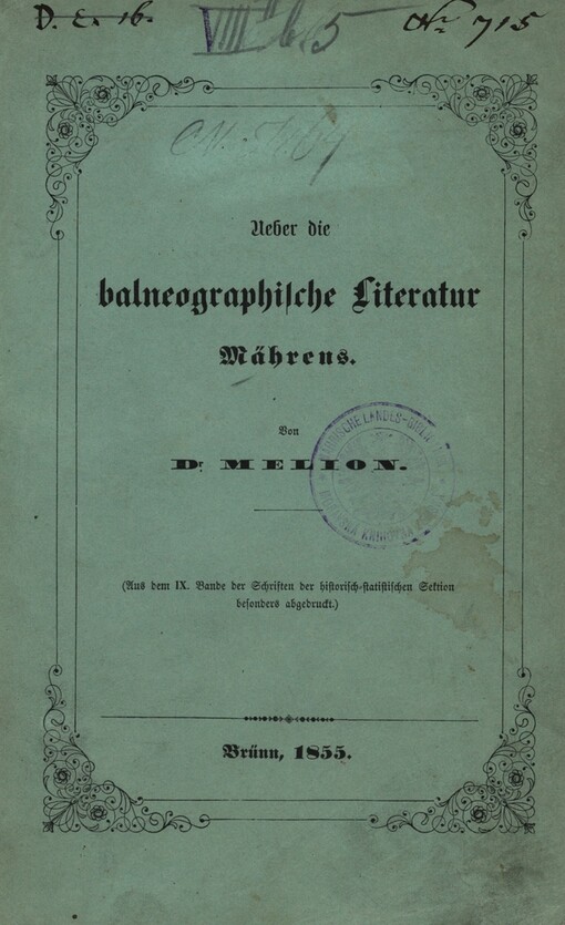 Über die balneographische Literatur Mährens