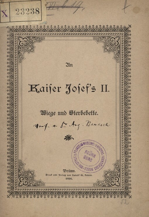 An Kaiser Josef's II. :Wiege und Sterbebette