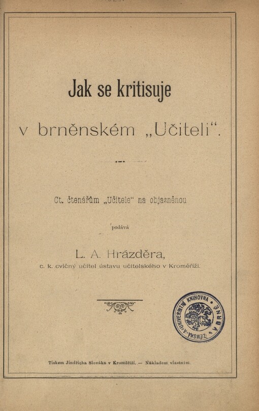 Jak se kritisuje v brněnském Učiteli